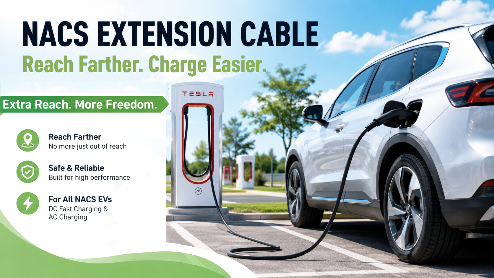Why is there an empty charging stall but you still can’t reach it? NACS extension cables may be more practical than you think