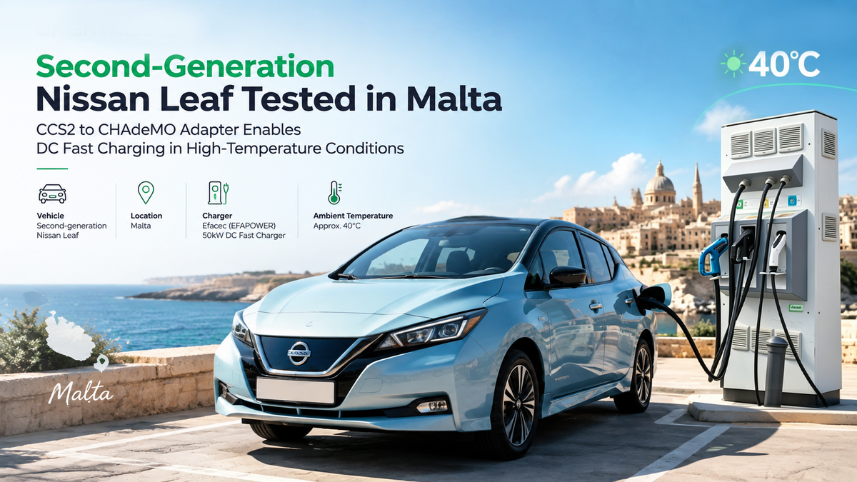 Second-Generation Nissan Leaf Tested in Malta: Fast Charging with a CCS2 to CHAdeMO Adapter in a Hot Climate