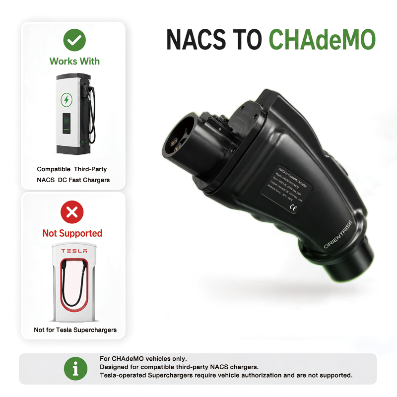Orientrise NACS to CHAdeMO Adapter for Third-Party NACS Fast Chargers