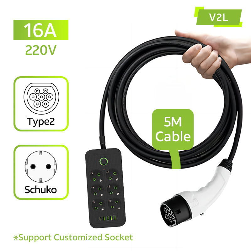 Orientrise Vehicle to Load (V2L) Type2 Discharge Cable with Plug Socket