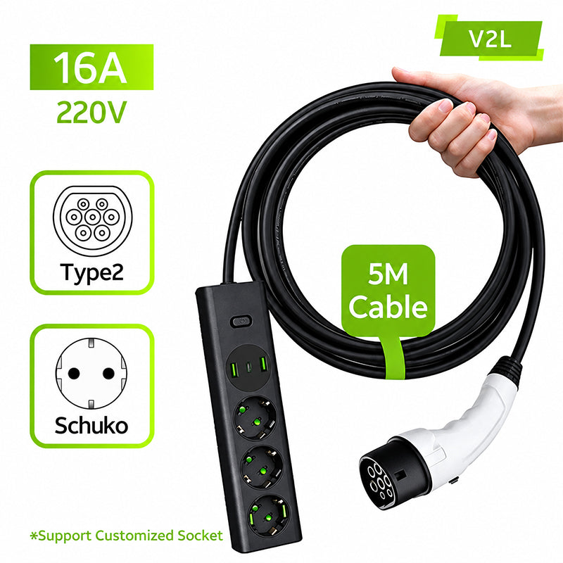 Orientrise Vehicle to Load (V2L) Type2 Discharge Cable with Plug Socket